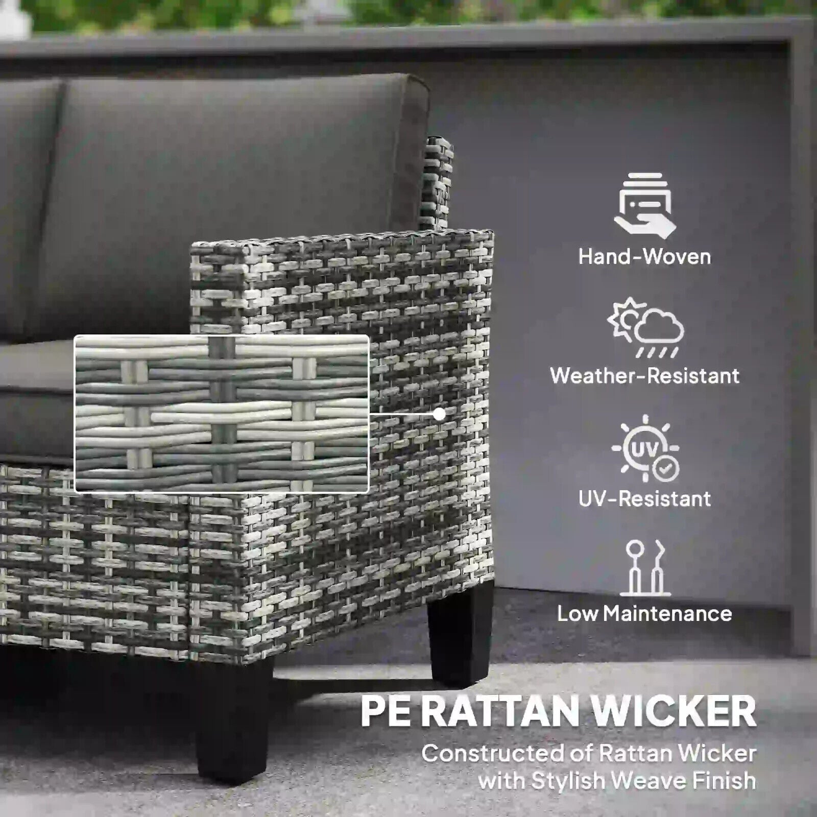 2 Seater Rattan Outdoor Sofa Garden Loveseat with Cushion for Patio Conservatory - Home and Garden Furniture Shop - #rustic - furniture#