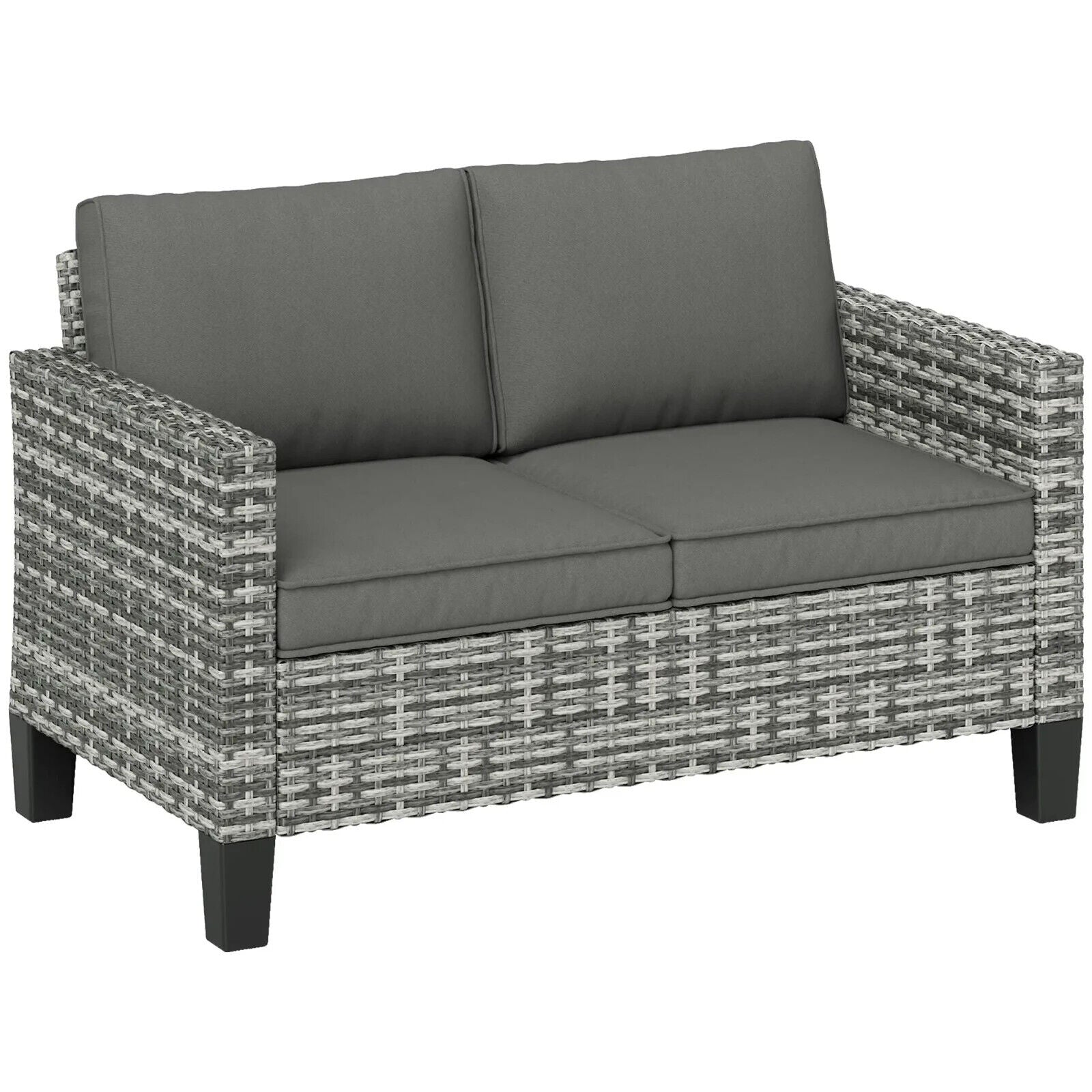 2 Seater Rattan Outdoor Sofa Garden Loveseat with Cushion for Patio Conservatory - Home and Garden Furniture Shop - #rustic - furniture#
