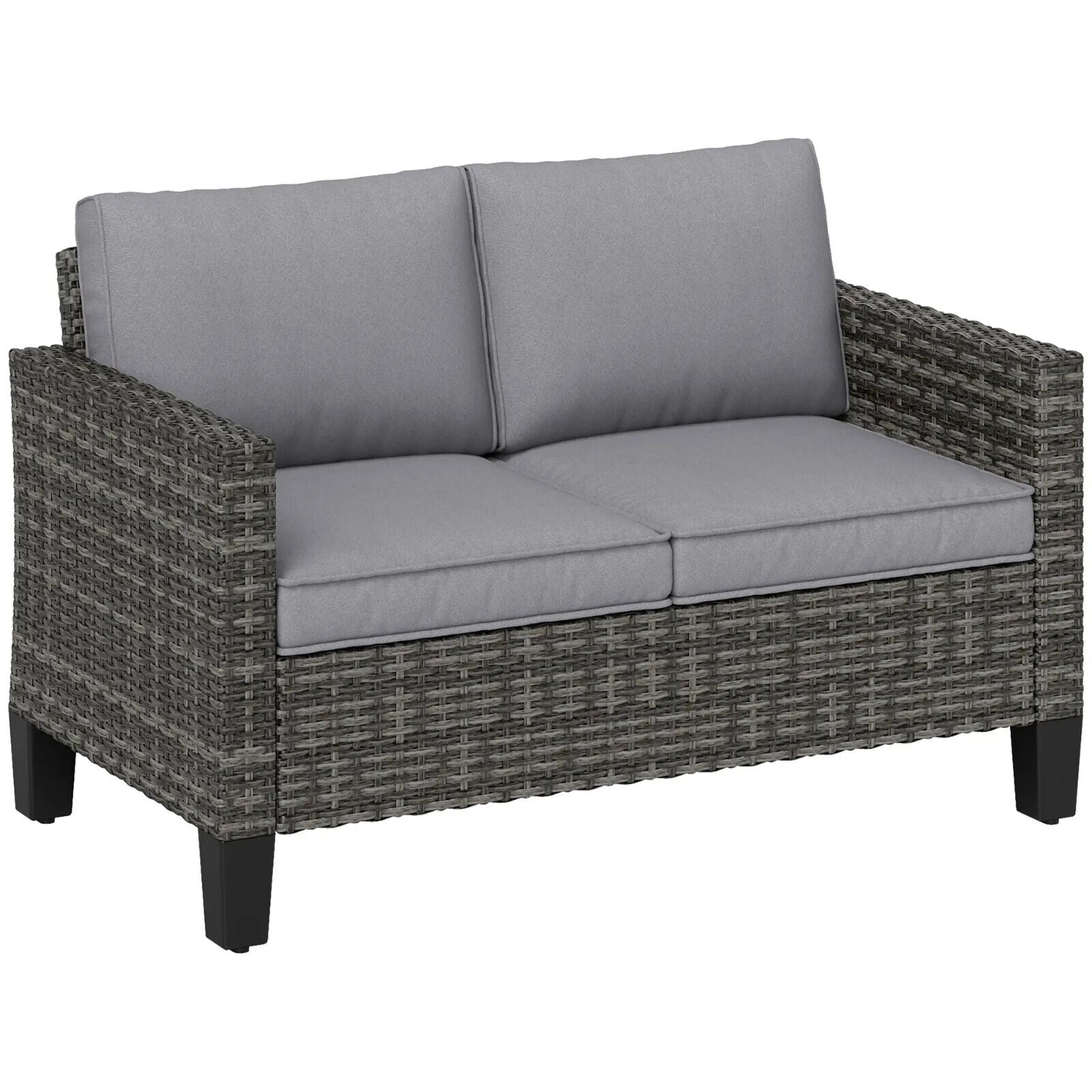 2 Seater Rattan Outdoor Sofa with Cushions Garden Loveseat for Patio Balcony - Home and Garden Furniture Shop - #rustic - furniture#