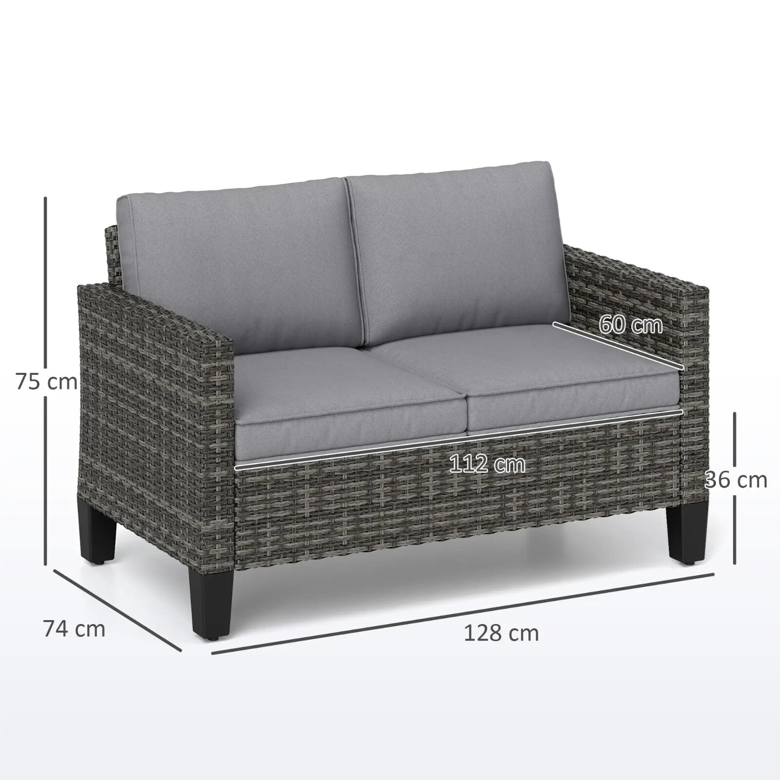 2 Seater Rattan Outdoor Sofa with Cushions Garden Loveseat for Patio Balcony - Home and Garden Furniture Shop - rustic - furniture