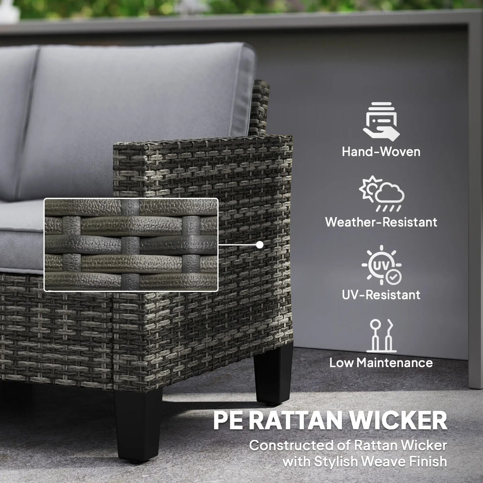 2 Seater Rattan Outdoor Sofa with Cushions Garden Loveseat for Patio Balcony - Home and Garden Furniture Shop - #rustic - furniture#