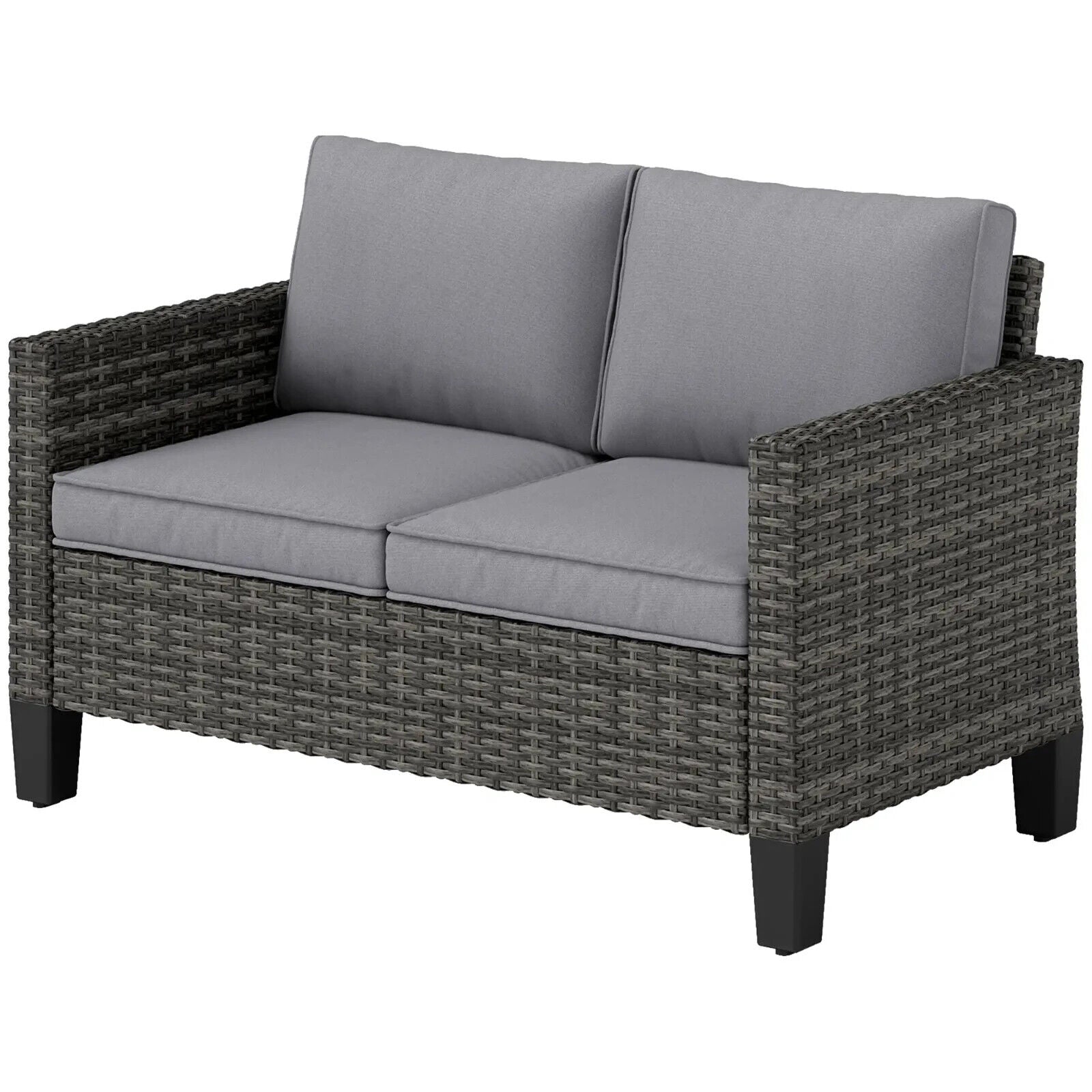 2 Seater Rattan Outdoor Sofa with Cushions Garden Loveseat for Patio Balcony - Home and Garden Furniture Shop - #rustic - furniture#