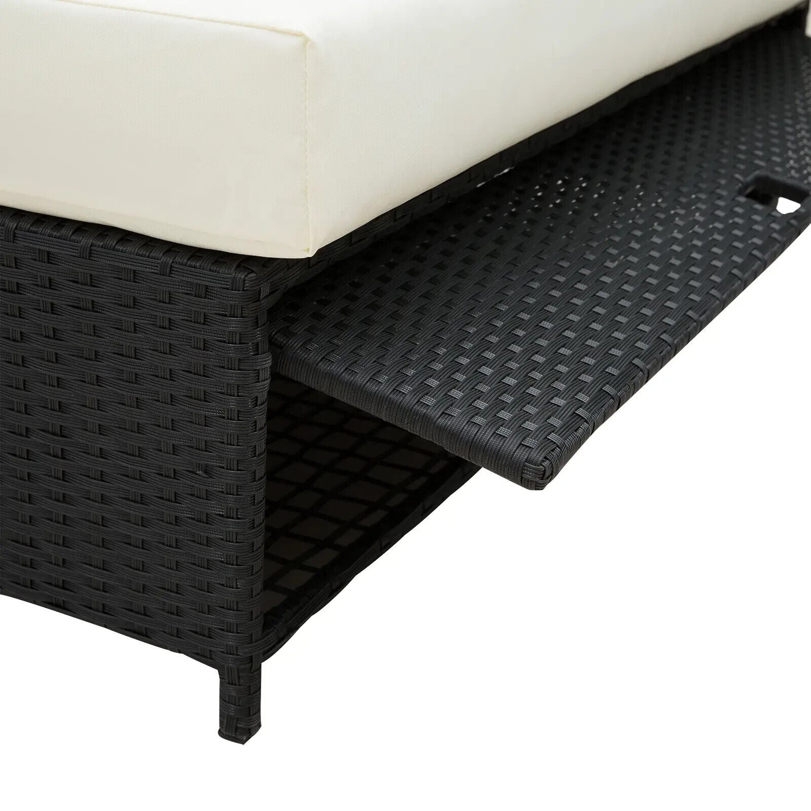 2 - Seater Rattan Sofa Sun Lounger Bed Adjustable Outdoor Garden Daybed Black - Home and Garden Furniture Shop - #rustic - furniture#
