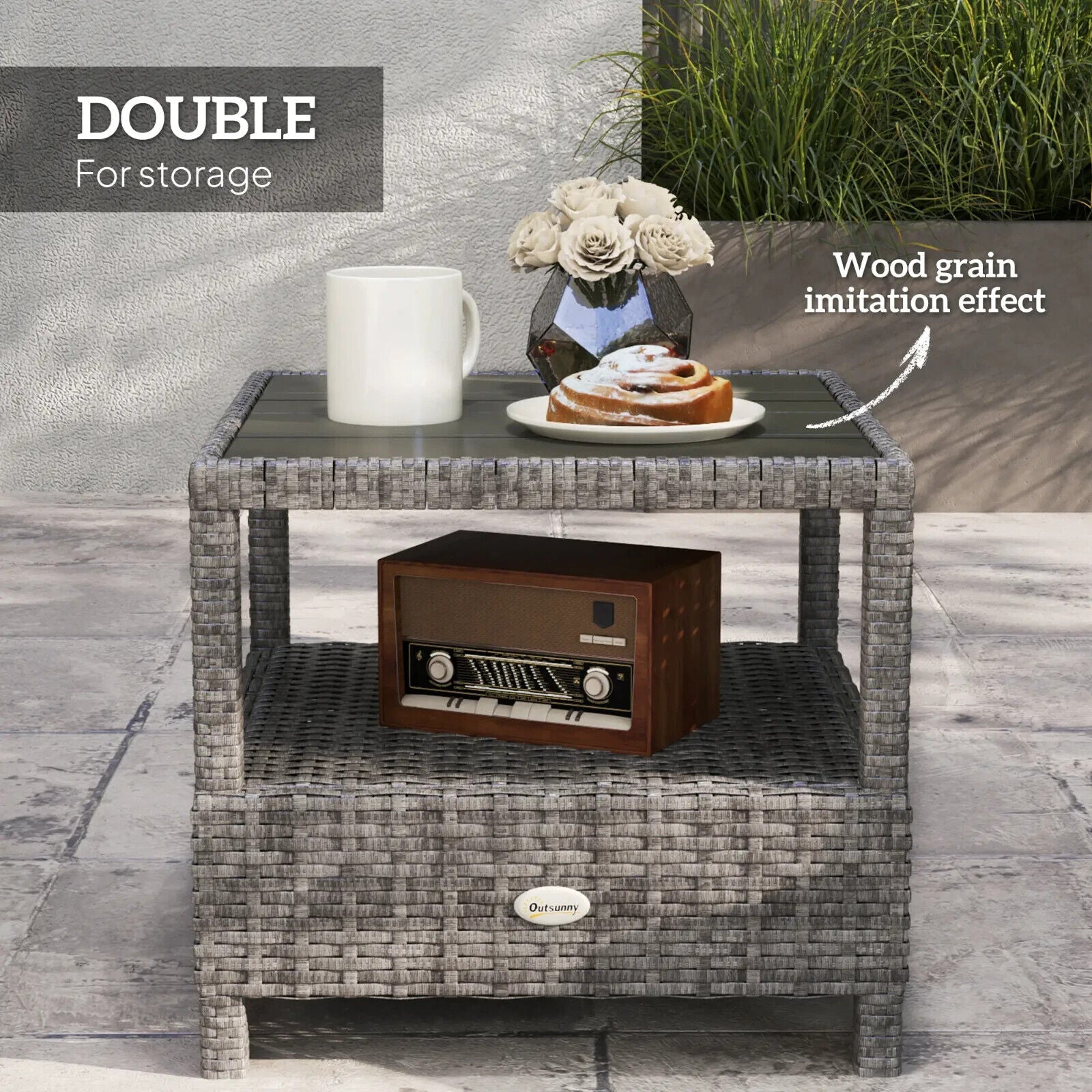 2 Seater Rattan Wicker Garden Lounge Sofa Set with Cushion for Patio Porch Grey - Home and Garden Furniture Shop - #rustic - furniture#