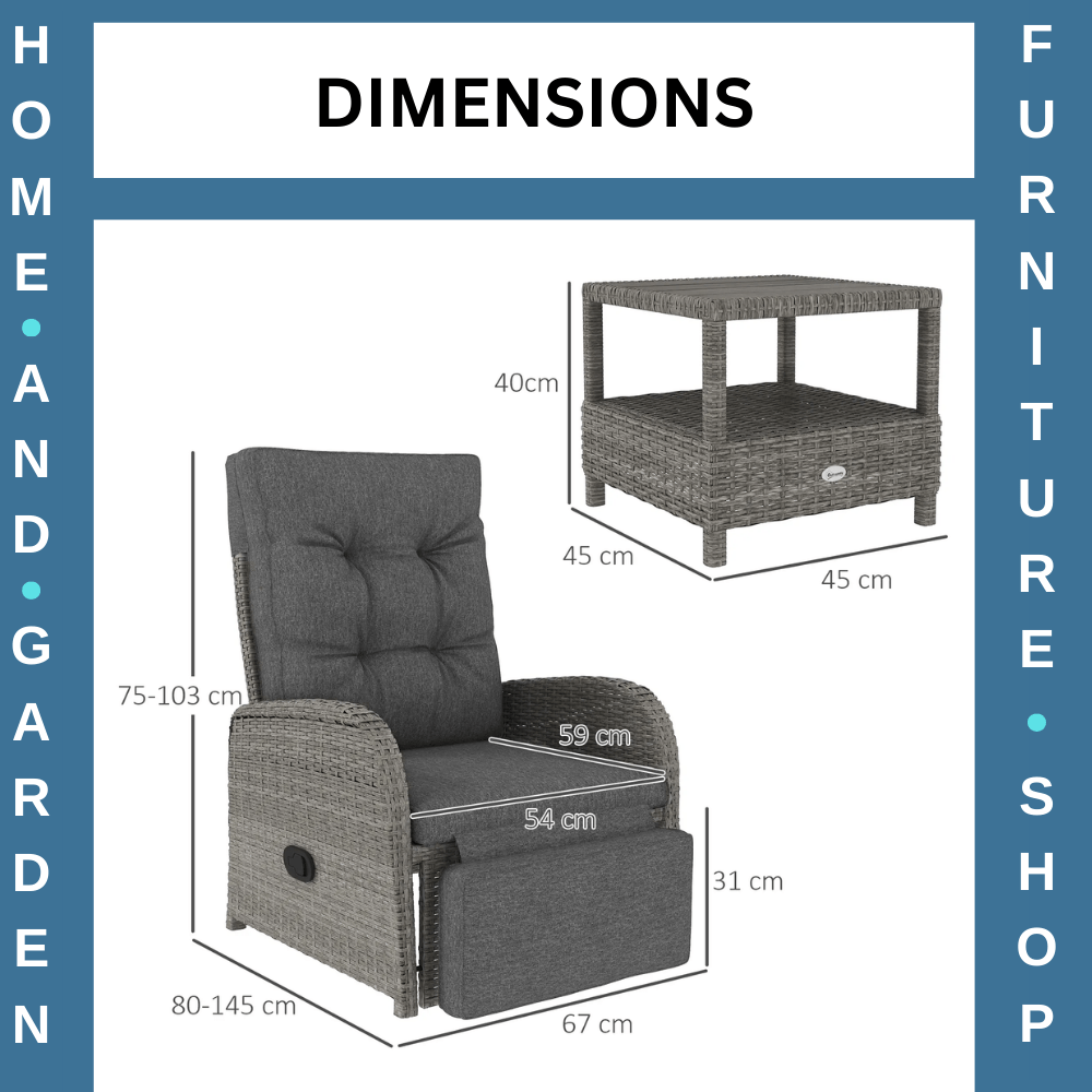 2 Seater Rattan Wicker Garden Lounge Sofa Set with Cushion for Patio Porch Grey - Home and Garden Furniture Shop - #rustic - furniture#