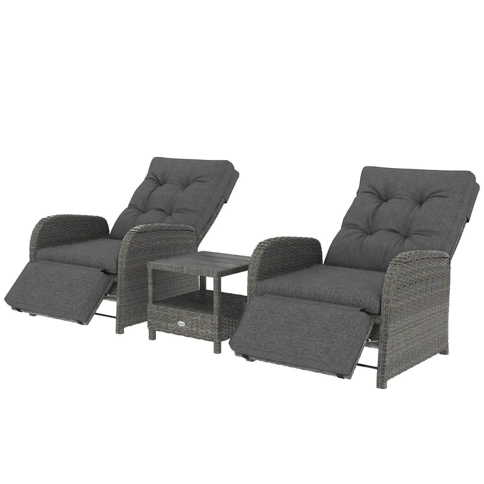 2 Seater Rattan Wicker Garden Lounge Sofa Set with Cushion for Patio Porch Grey - Home and Garden Furniture Shop - #rustic - furniture#