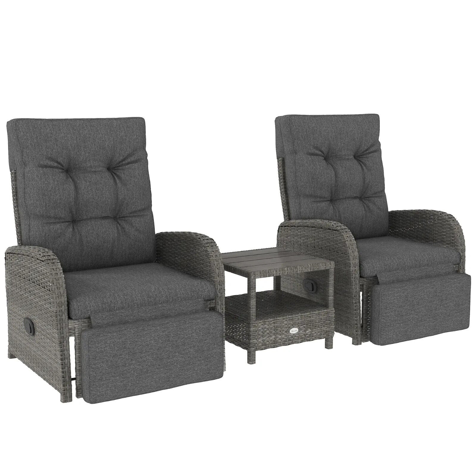 2 Seater Rattan Wicker Garden Lounge Sofa Set with Cushion for Patio Porch Grey - Home and Garden Furniture Shop - #rustic - furniture#