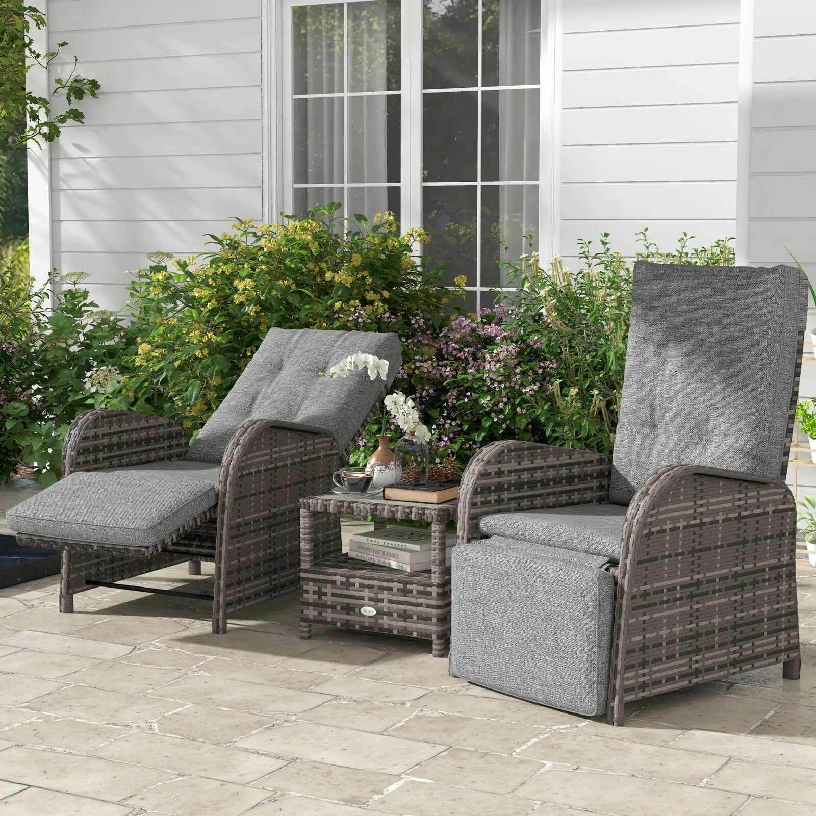 2 Seater Rattan Wicker Lounge Sofa Set with Cushion for Patio Yard Porch Outdoor - Home and Garden Furniture Shop - rustic - furniture