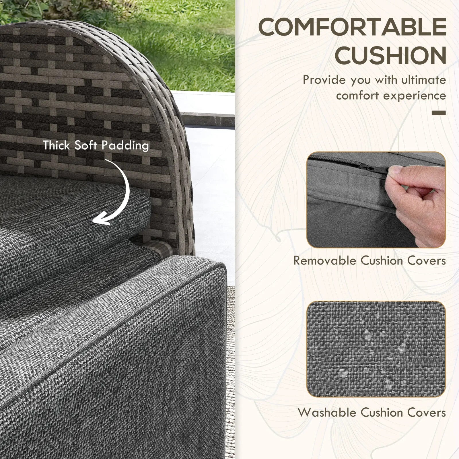 2 Seater Rattan Wicker Lounge Sofa Set with Cushion for Patio Yard Porch Outdoor - Home and Garden Furniture Shop - rustic - furniture