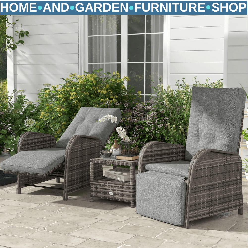 2 Seater Rattan Wicker Lounge Sofa Set with Cushion for Patio Yard Porch Outdoor - Home and Garden Furniture Shop - rustic - furniture
