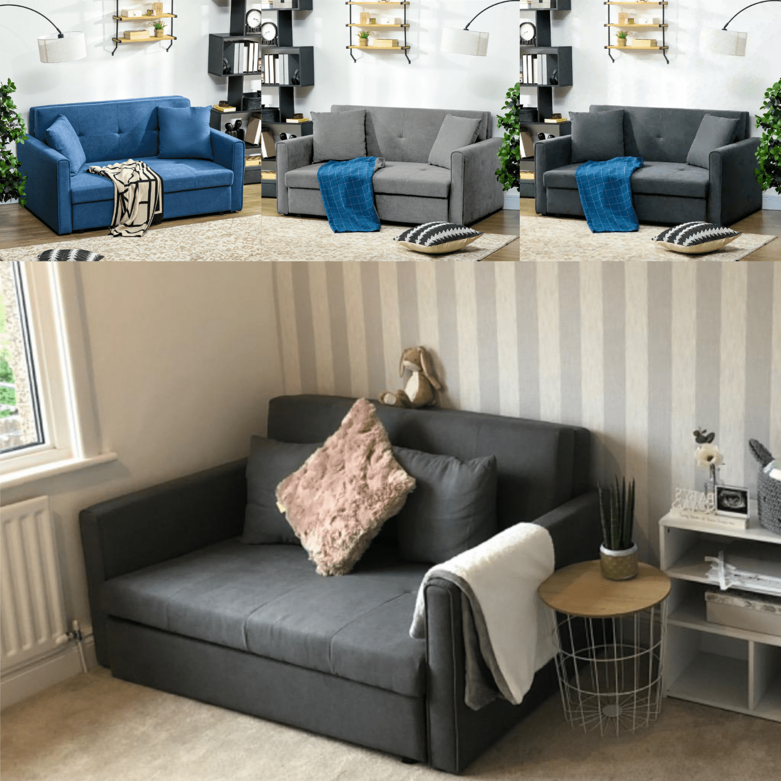 2 Seater Sofa Bed Settee Convertible Futon Daybed Sleeper Bed 2 Cushions Storage - Home and Garden Furniture Shop - rustic - furniture