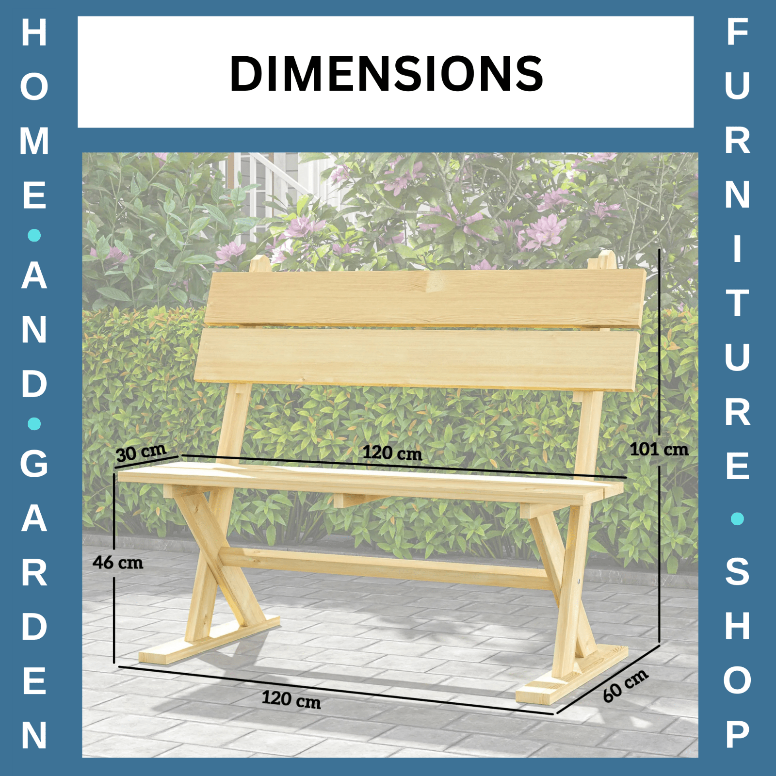2 Seater Wooden Garden Bench Outdoor Loveseat w/ Slatted Seat and Wide Armrests - Home and Garden Furniture Shop - #rustic - furniture#