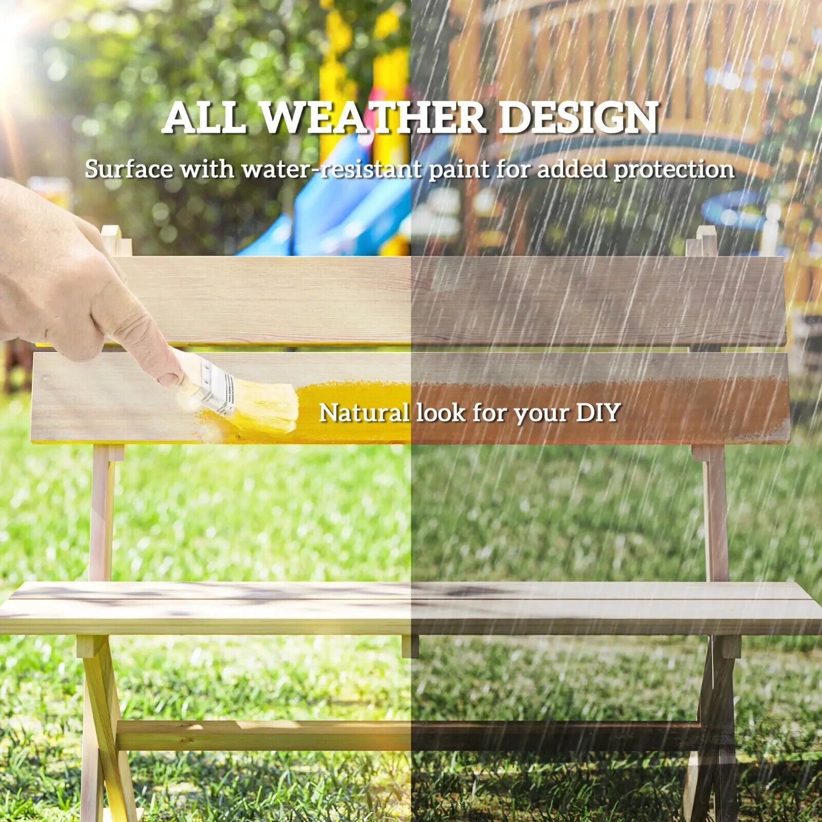 2 Seater Wooden Garden Bench Outdoor Loveseat w/ Slatted Seat and Wide Armrests - Home and Garden Furniture Shop - #rustic - furniture#