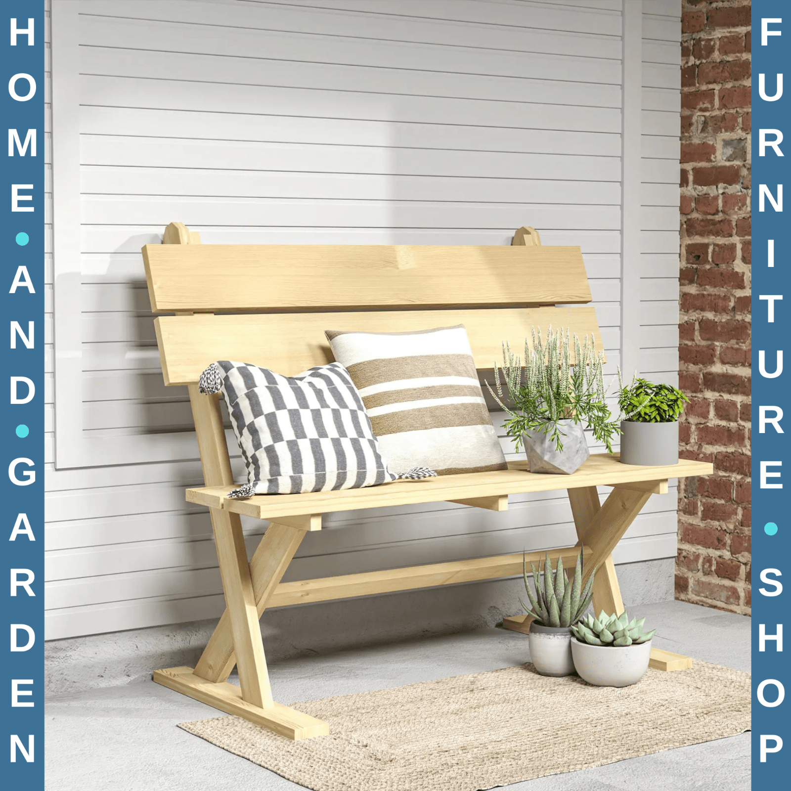 2 Seater Wooden Garden Bench Outdoor Loveseat w/ Slatted Seat and Wide Armrests - Home and Garden Furniture Shop - #rustic - furniture#
