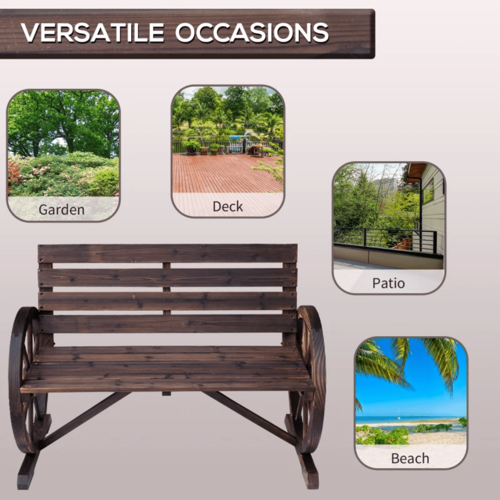 2 Seater Wooden Garden Bench Outdoor Patio Companion Chair Deck Park Love Seat - Home and Garden Furniture Shop - rustic - furniture