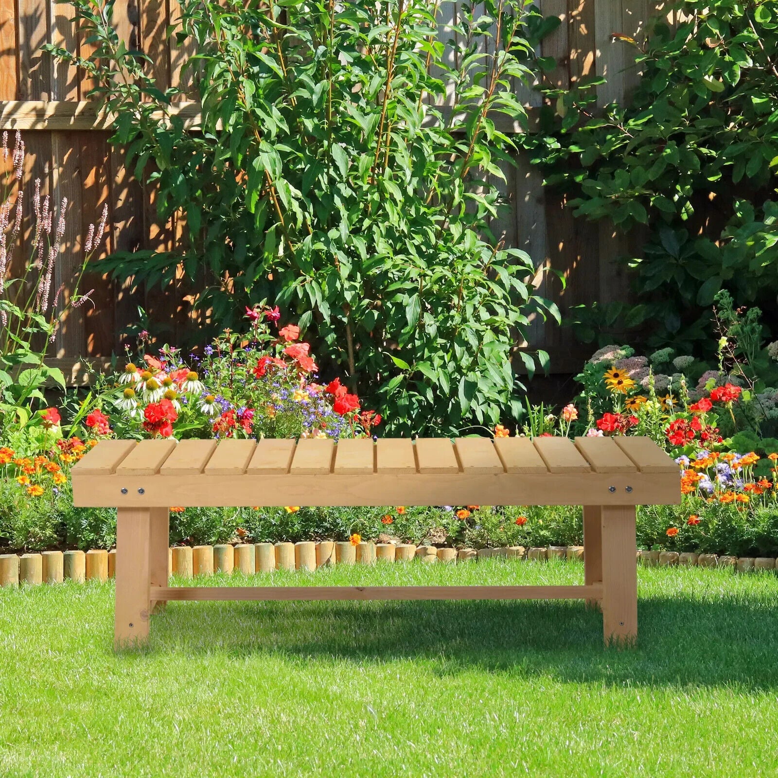2 Seater Wooden Garden Bench Patio Loveseat 110L x 38W cm for Indoor and Outdoor - Home and Garden Furniture Shop - #rustic - furniture#