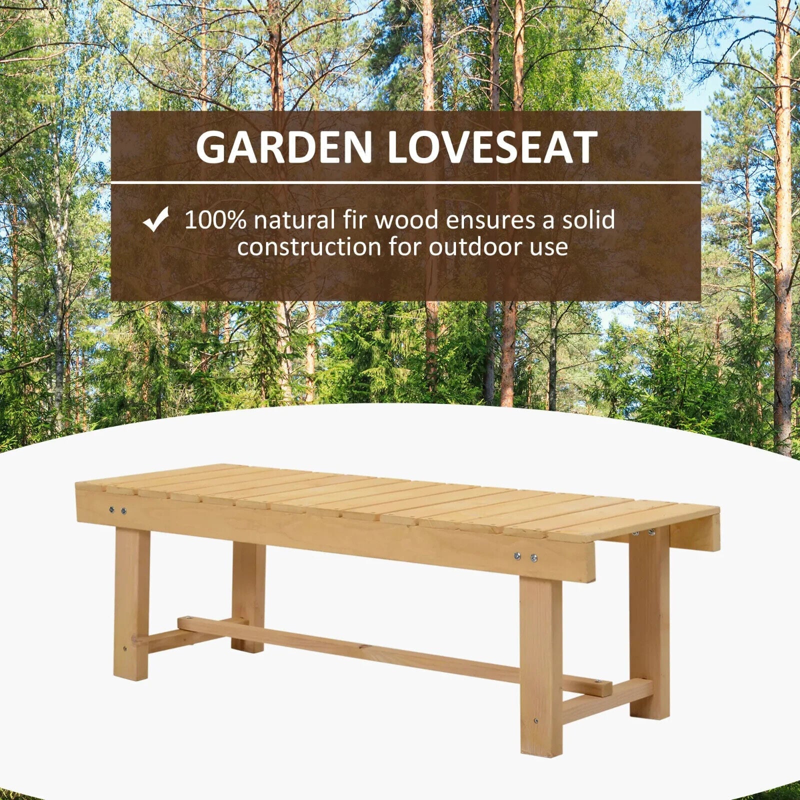 2 Seater Wooden Garden Bench Patio Loveseat 110L x 38W cm for Indoor and Outdoor - Home and Garden Furniture Shop - #rustic - furniture#