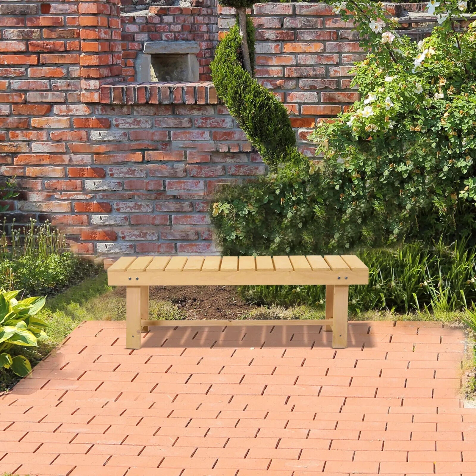 2 Seater Wooden Garden Bench Patio Loveseat 110L x 38W cm for Indoor and Outdoor - Home and Garden Furniture Shop - #rustic - furniture#