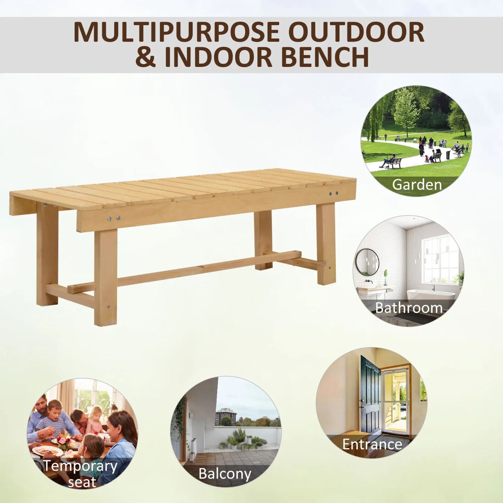 2 Seater Wooden Garden Bench Patio Loveseat 110L x 38W cm for Indoor and Outdoor - Home and Garden Furniture Shop - #rustic - furniture#