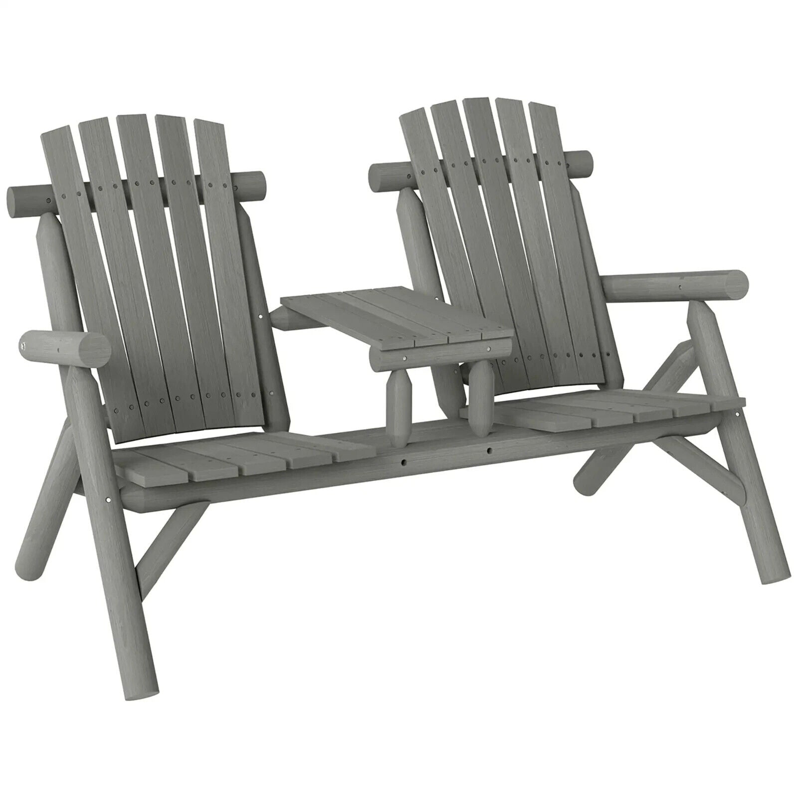 2 Seater Wooden Garden Bench w/ Centre Coffee Table Outdoor Patio Loveseat Chair - Home and Garden Furniture Shop - #rustic - furniture#
