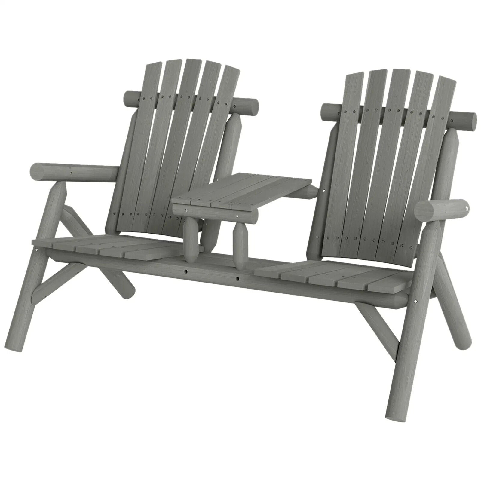 2 Seater Wooden Garden Bench w/ Centre Coffee Table Outdoor Patio Loveseat Chair - Home and Garden Furniture Shop - #rustic - furniture#