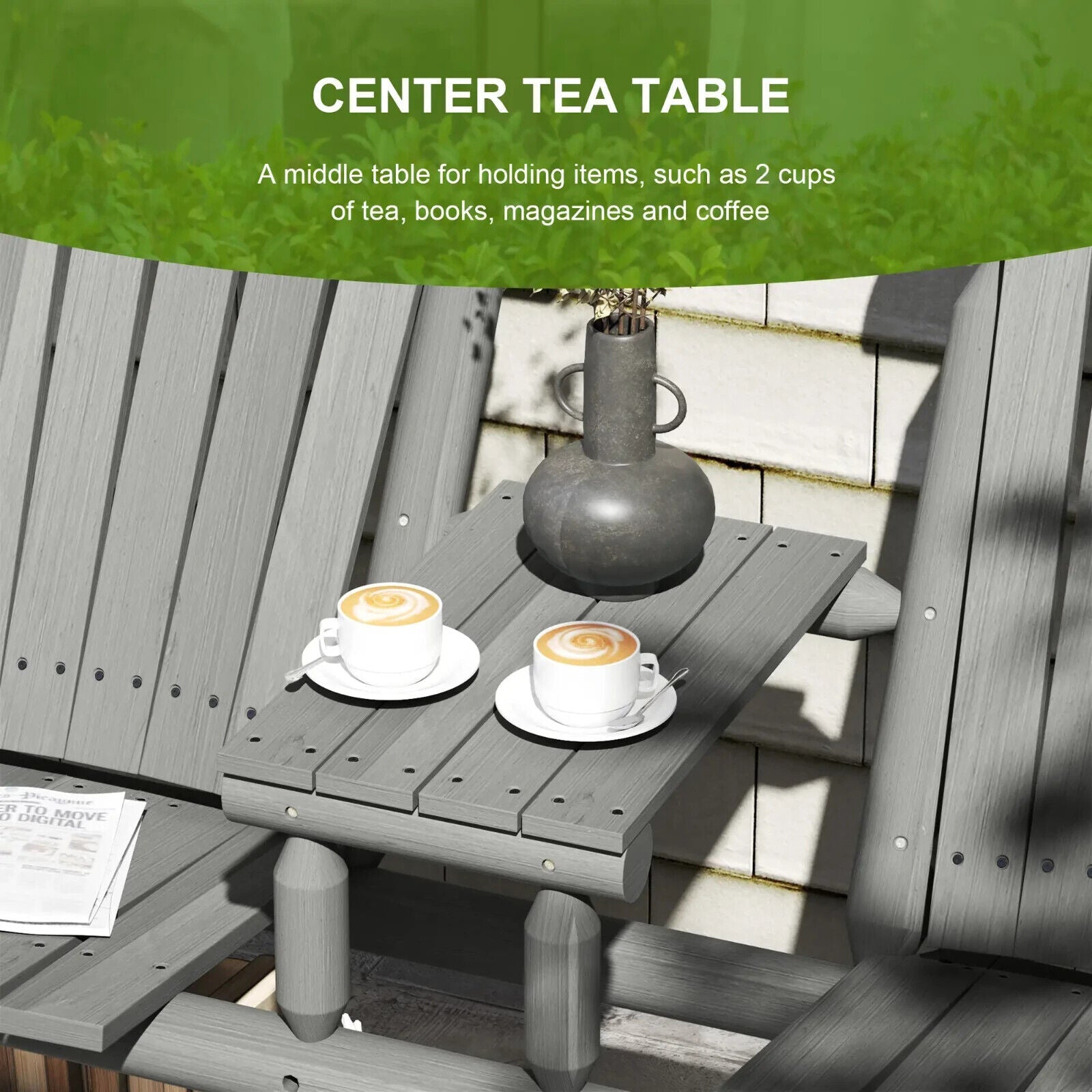 2 Seater Wooden Garden Bench w/ Centre Coffee Table Outdoor Patio Loveseat Chair - Home and Garden Furniture Shop - #rustic - furniture#