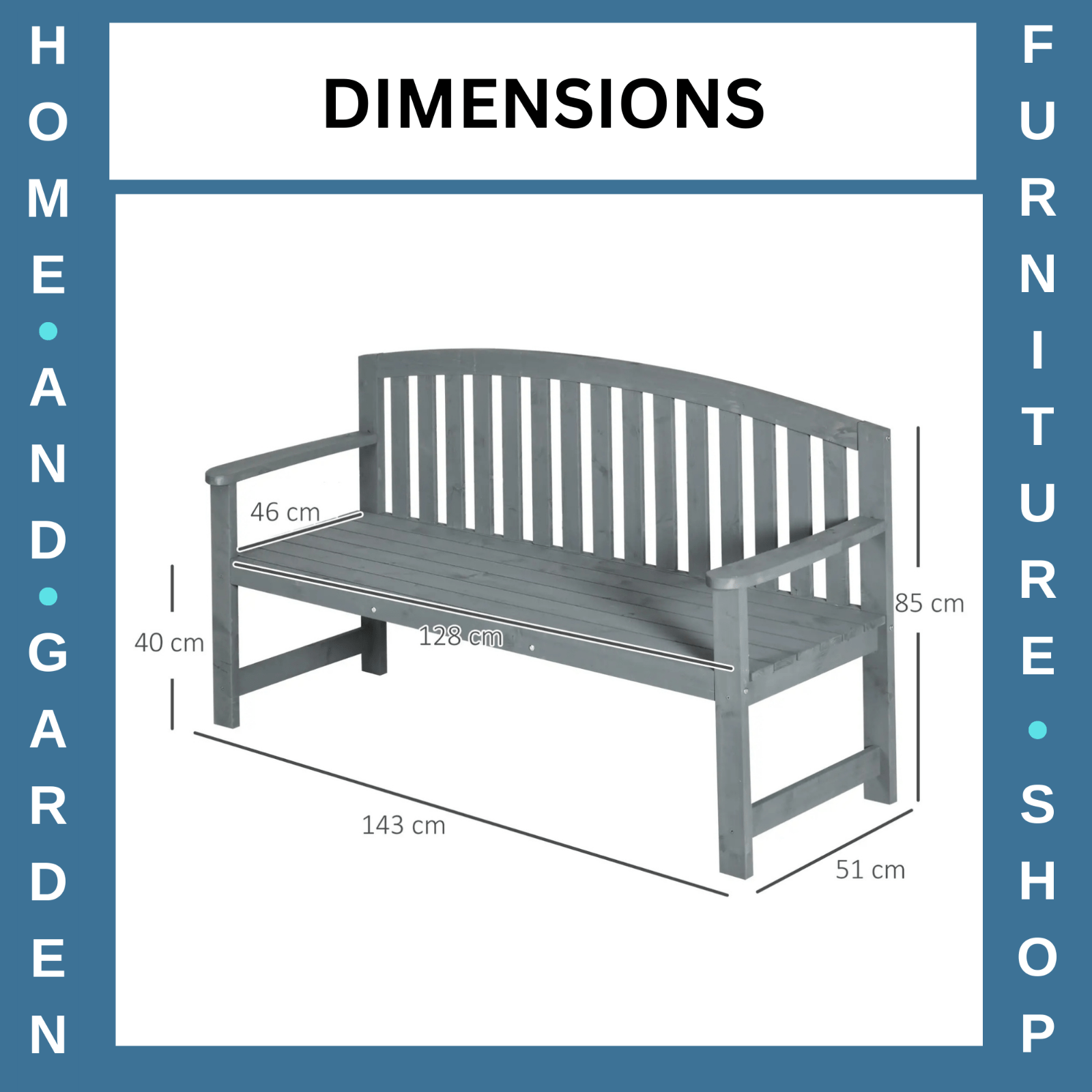 2 Seater Wooden Garden Bench with Armrests Outdoor Furniture for Balcony or Park - Home and Garden Furniture Shop - #rustic - furniture#
