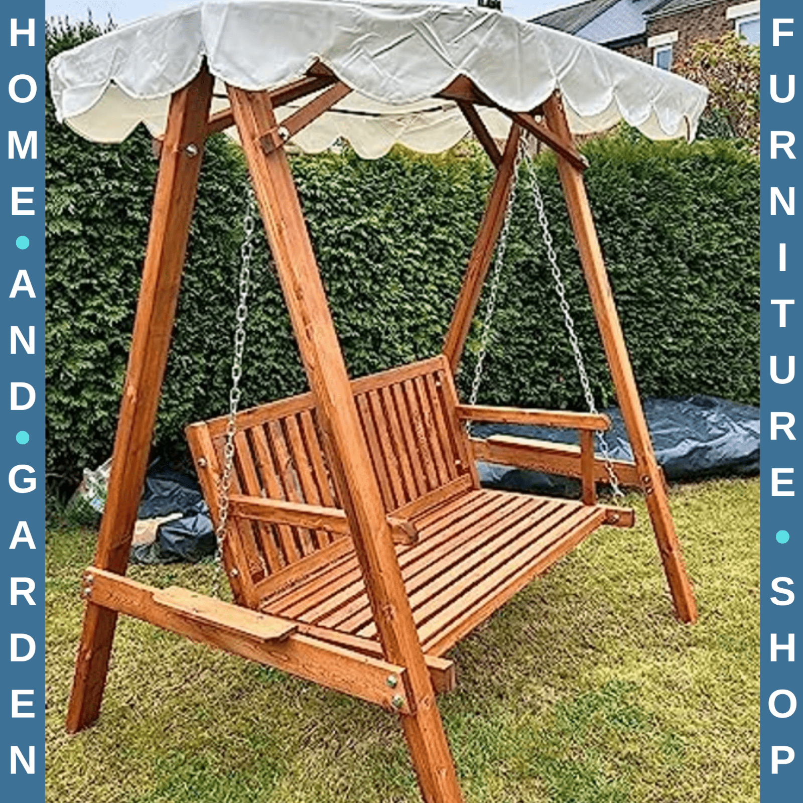 2 Seater Wooden Garden Swing Bench Lounger Outdoor Patio Chair Furniture Brown - Home and Garden Furniture Shop - rustic - furniture