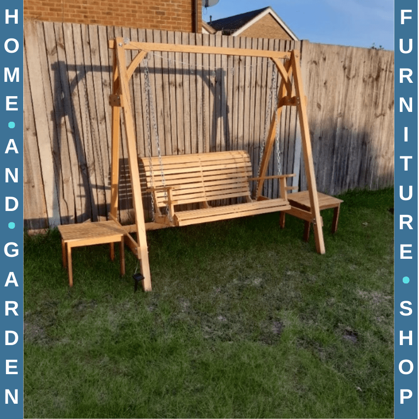 2 Seater Wooden Swing Chair Garden Patio Bench Hammock Seat Outdoor Larch Wood - Home and Garden Furniture Shop - rustic - furniture