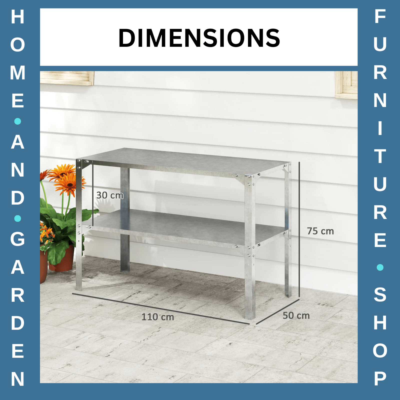 2 Tier Galvanised Steel Potting Bench Garden Work Table W/ Storage Shelf Station - Home and Garden Furniture Shop - rustic - furniture