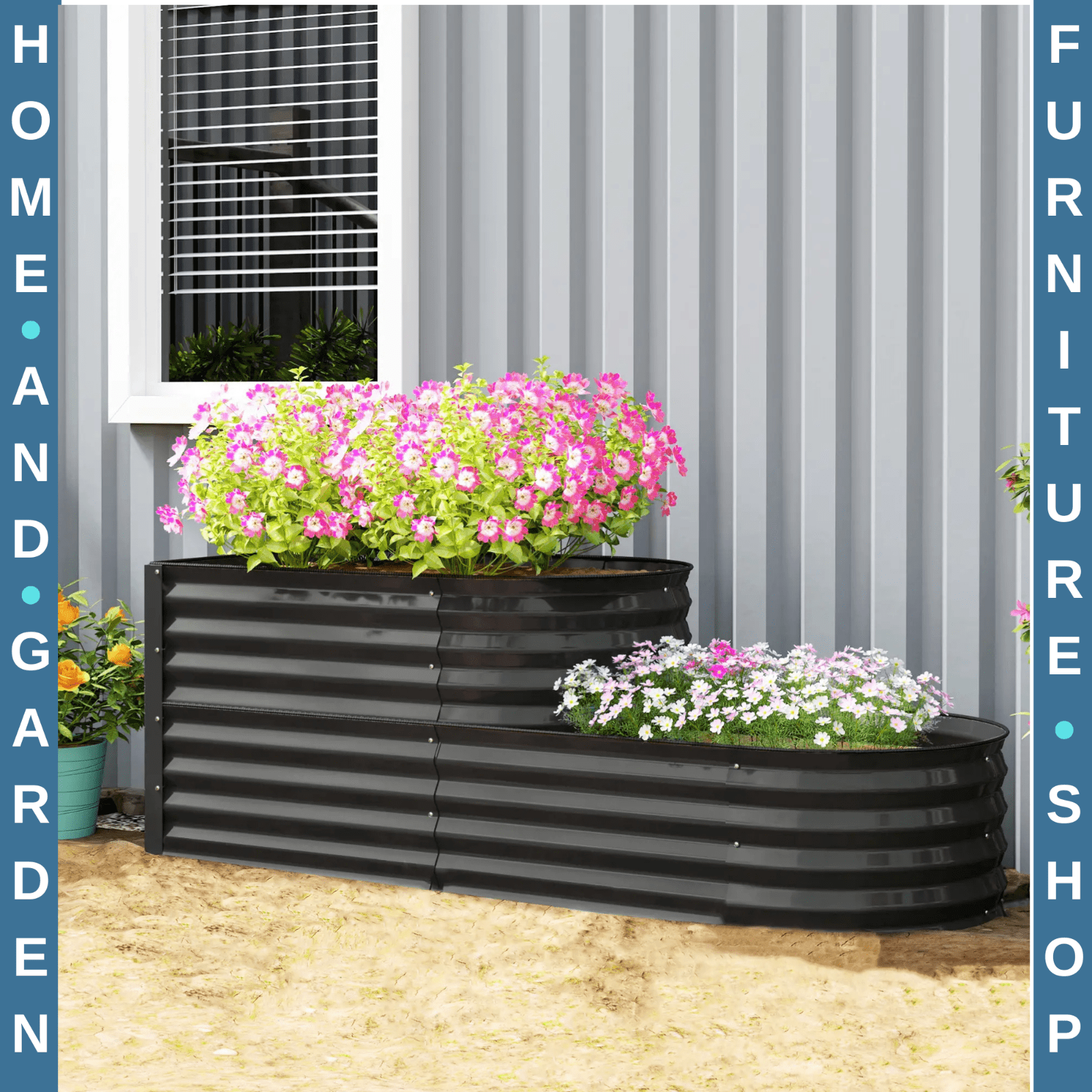2 - Tier Galvanised Steel Raised Garden Bed with Safety Edging, 150cmx60cmx57cm - Home and Garden Furniture Shop - #rustic - furniture#