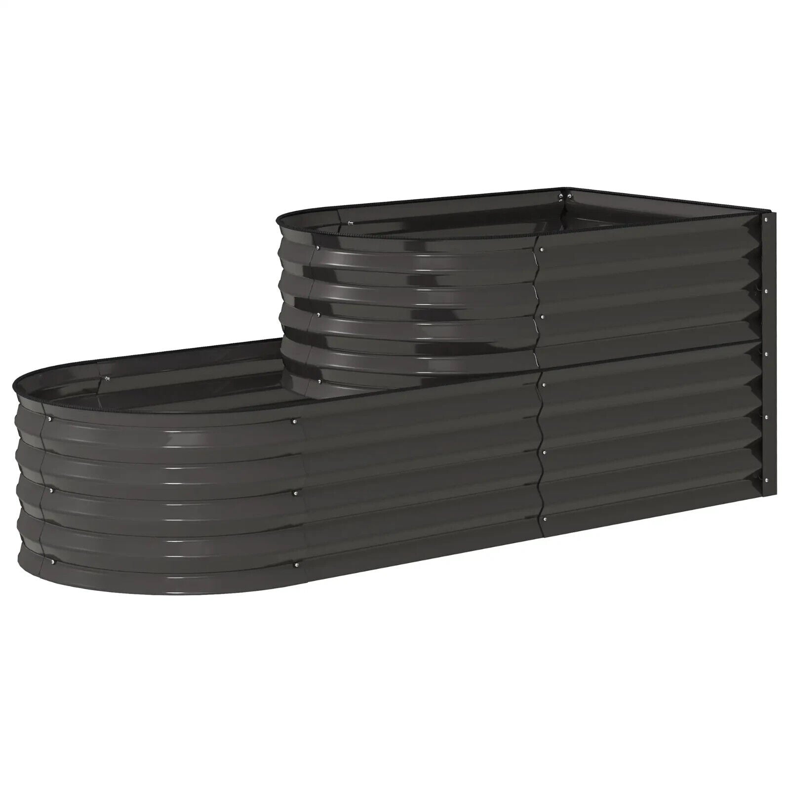 2 - Tier Galvanised Steel Raised Garden Bed with Safety Edging, 150cmx60cmx57cm - Home and Garden Furniture Shop - #rustic - furniture#