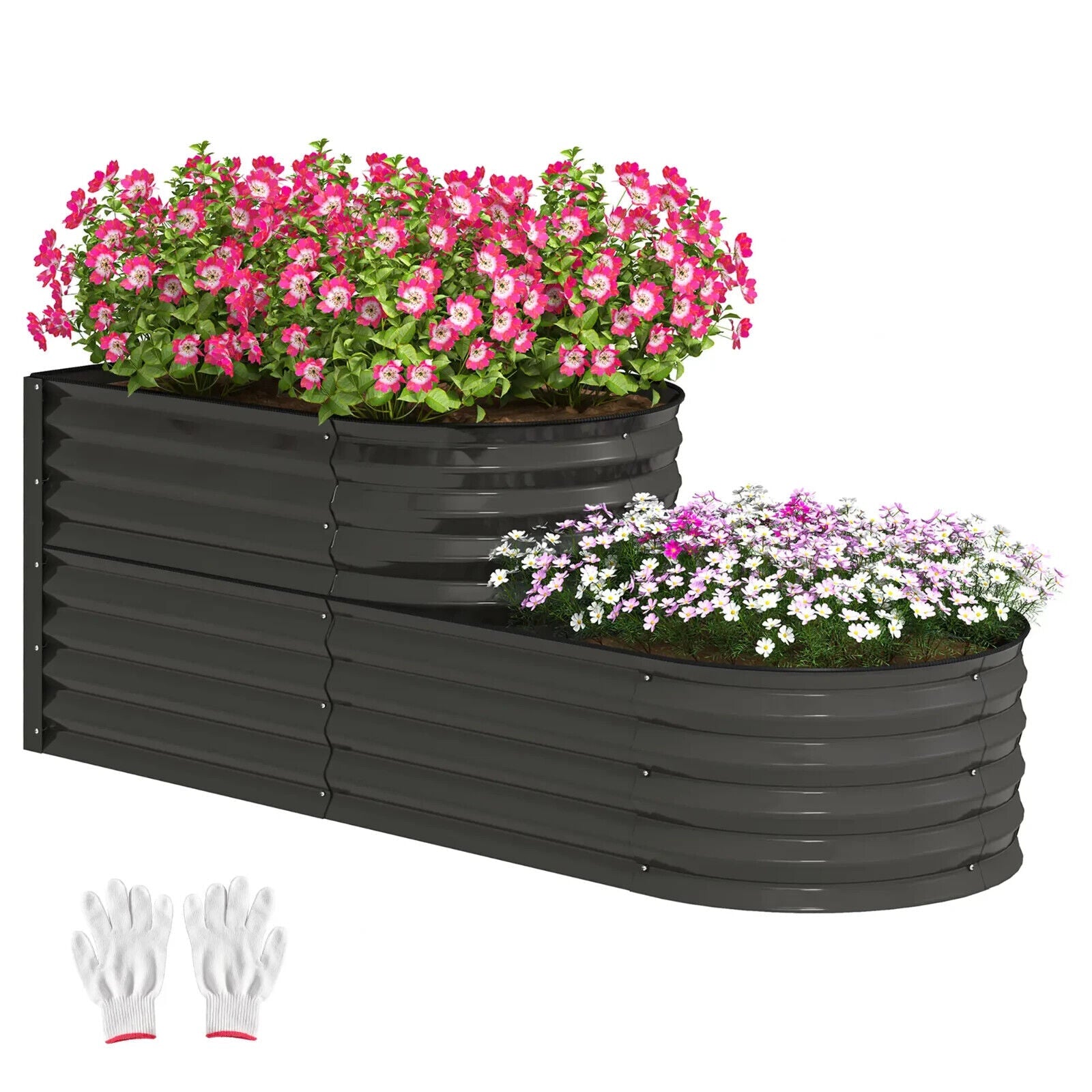 2 - Tier Galvanised Steel Raised Garden Bed with Safety Edging, 150cmx60cmx57cm - Home and Garden Furniture Shop - #rustic - furniture#