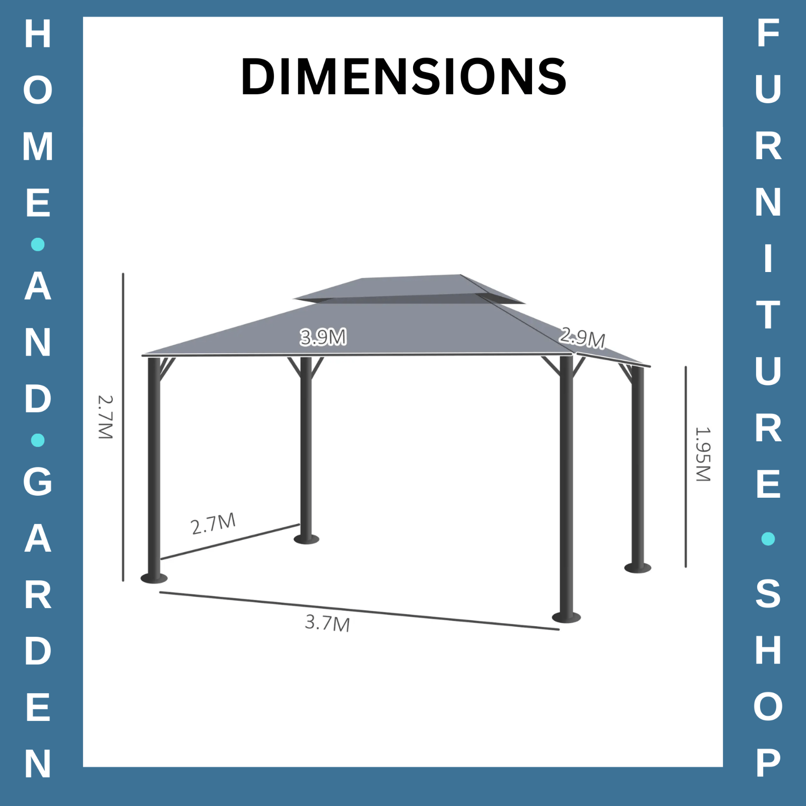 2 - Tier Heavy Duty Metal Gazebo Garden Marquee Party Tent 3 x 4m Dark Grey Canopy - Home and Garden Furniture Shop - rustic - furniture