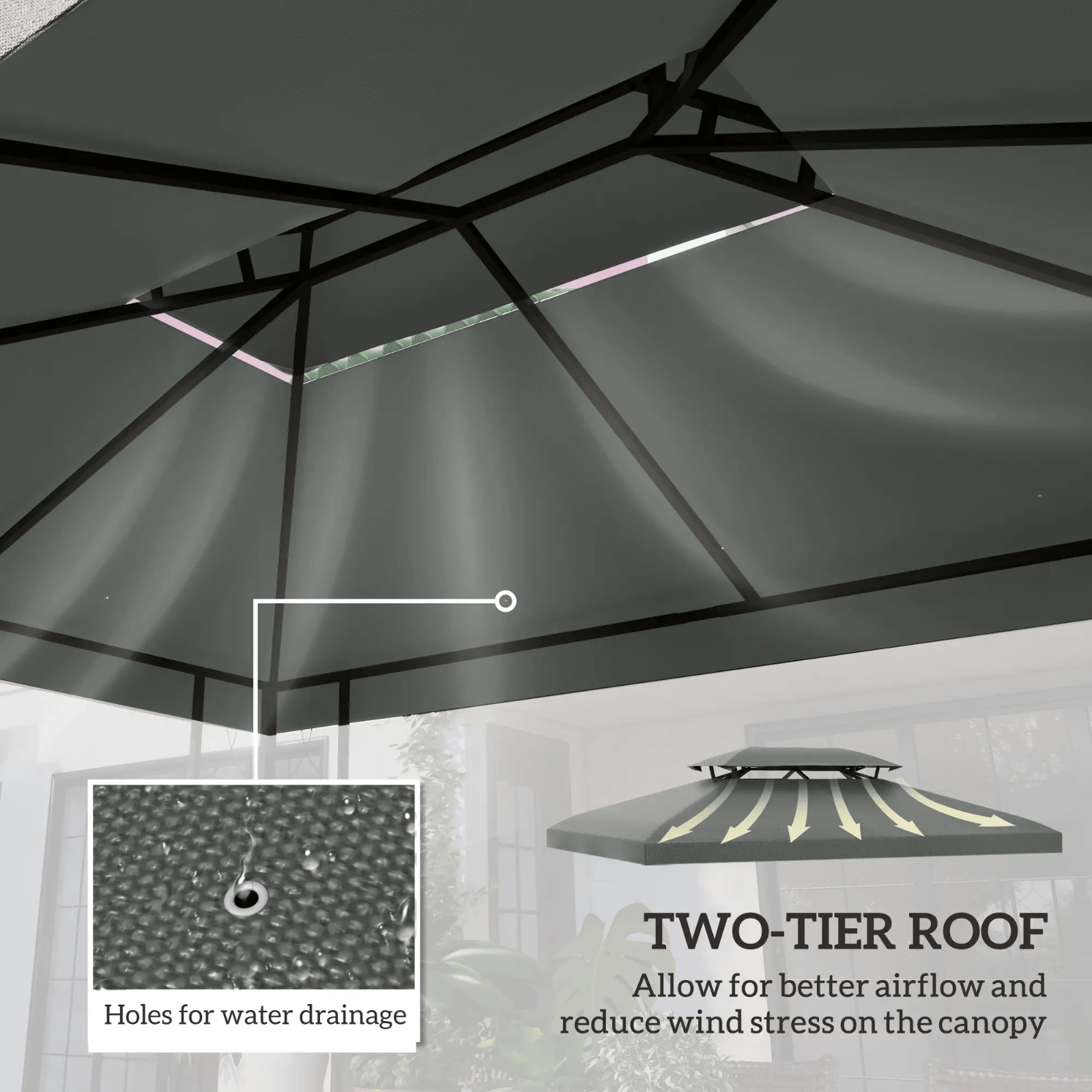 2 - Tier Heavy Duty Metal Gazebo Garden Marquee Party Tent 3 x 4m + Spare Canopy - Home and Garden Furniture Shop - rustic - furniture