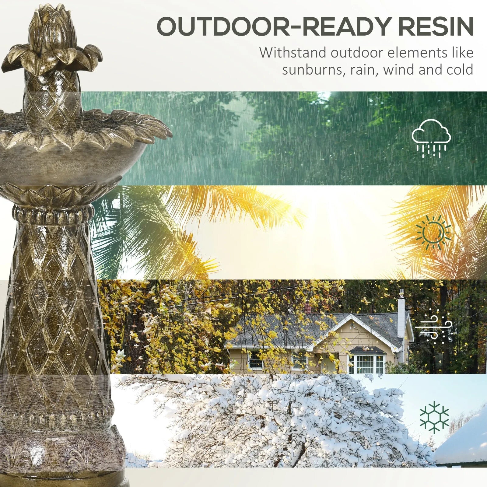 2 Tier Outdoor Water Fountain Freestanding Cascading Feature for Garden Decor - Home and Garden Furniture Shop - rustic - furniture