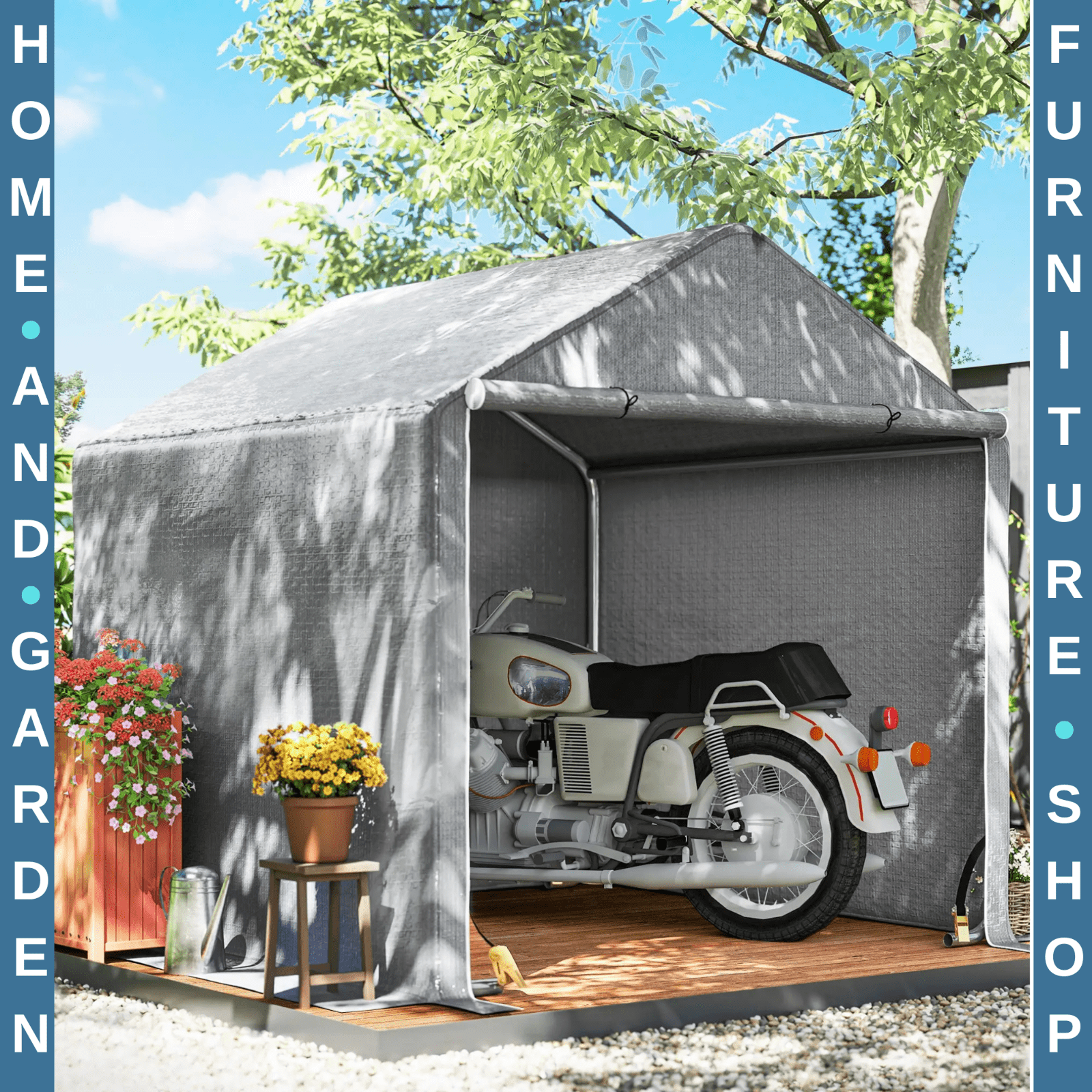 2 x 2 x 2 m Garden Shed Tent Outdoor Storage for Bike Tools w/ Galvanised Frame - Home and Garden Furniture Shop - rustic - furniture