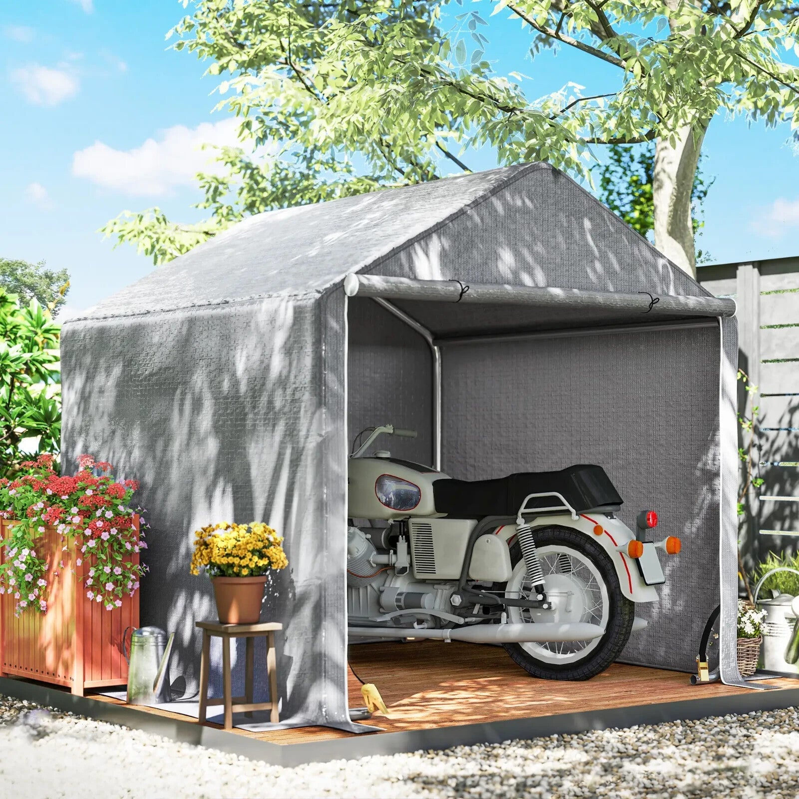 2 x 2 x 2 m Garden Shed Tent Outdoor Storage for Bike Tools w/ Galvanised Frame - Home and Garden Furniture Shop - rustic - furniture