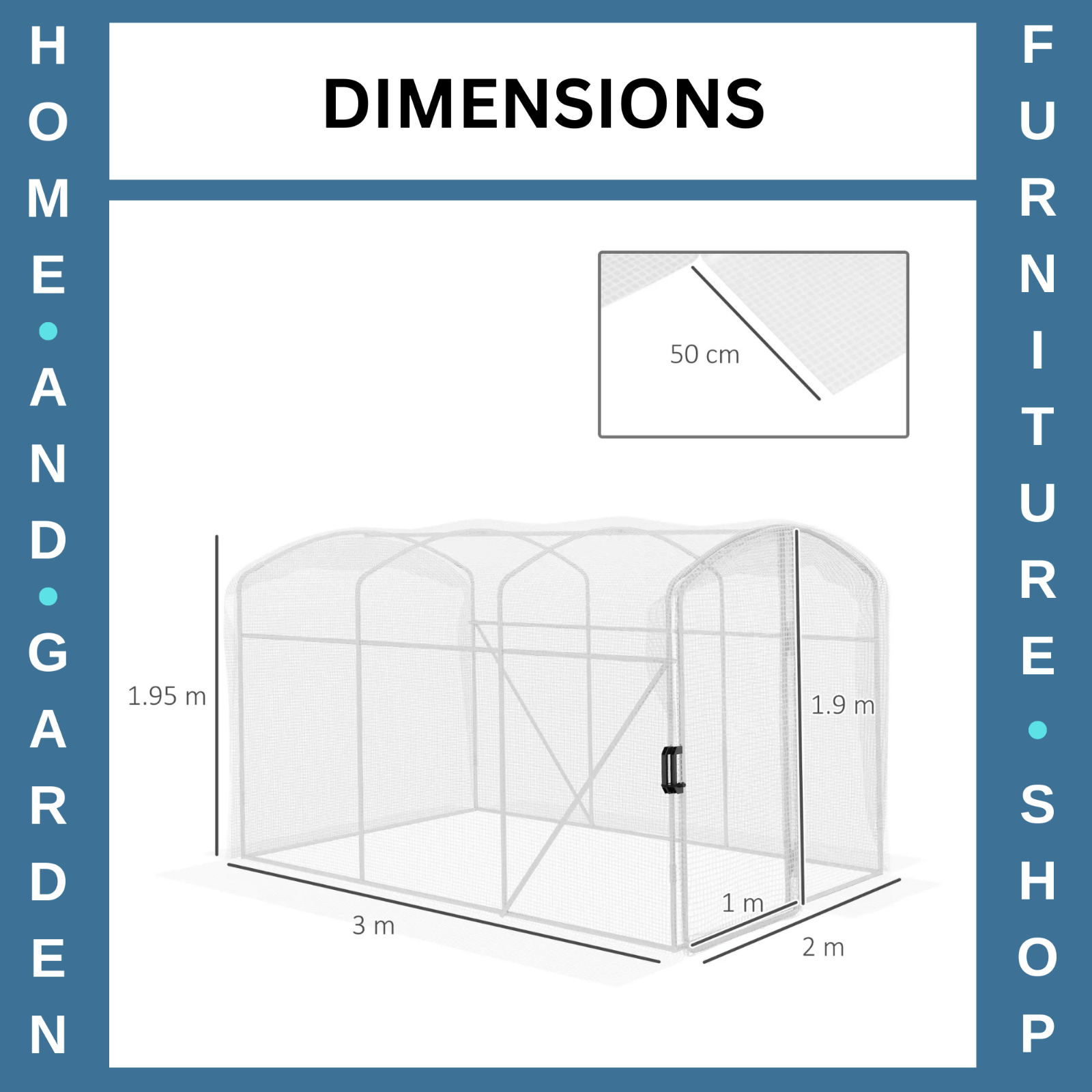 2 x 2 x 2m Walk In Polytunnel Greenhouse with Cover & Steel Frame - Grow House - Home and Garden Furniture Shop - rustic - furniture