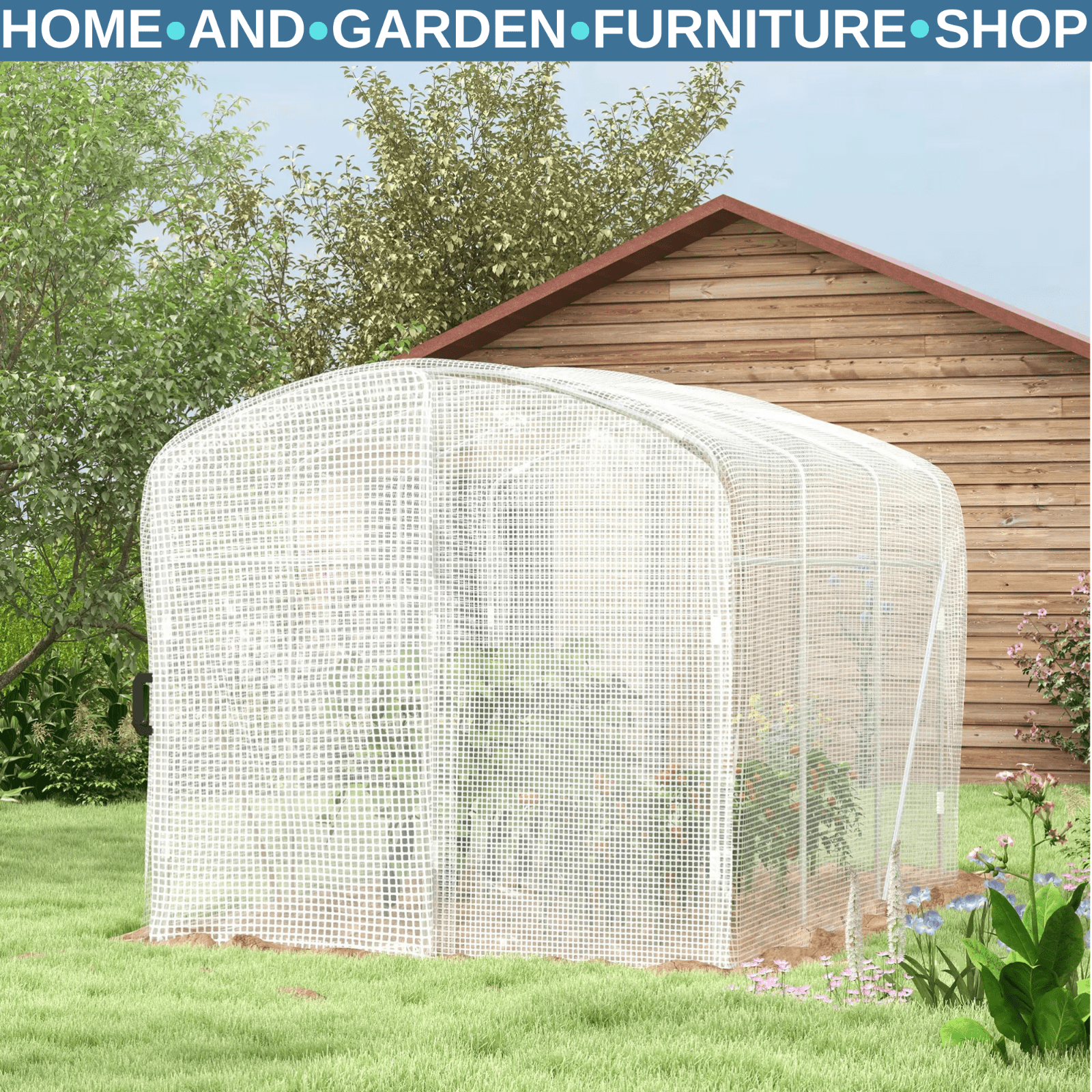 2 x 2 x 2m Walk In Polytunnel Greenhouse with Cover & Steel Frame - Grow House - Home and Garden Furniture Shop - rustic - furniture