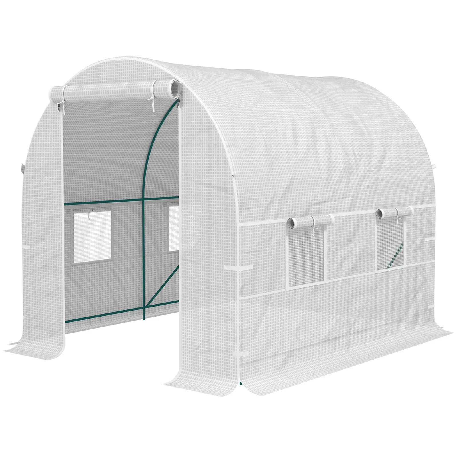 2 x 2.5m Walk In Polytunnel Greenhouse with Windows Roll Up Door Steel Frame - Home and Garden Furniture Shop - rustic - furniture