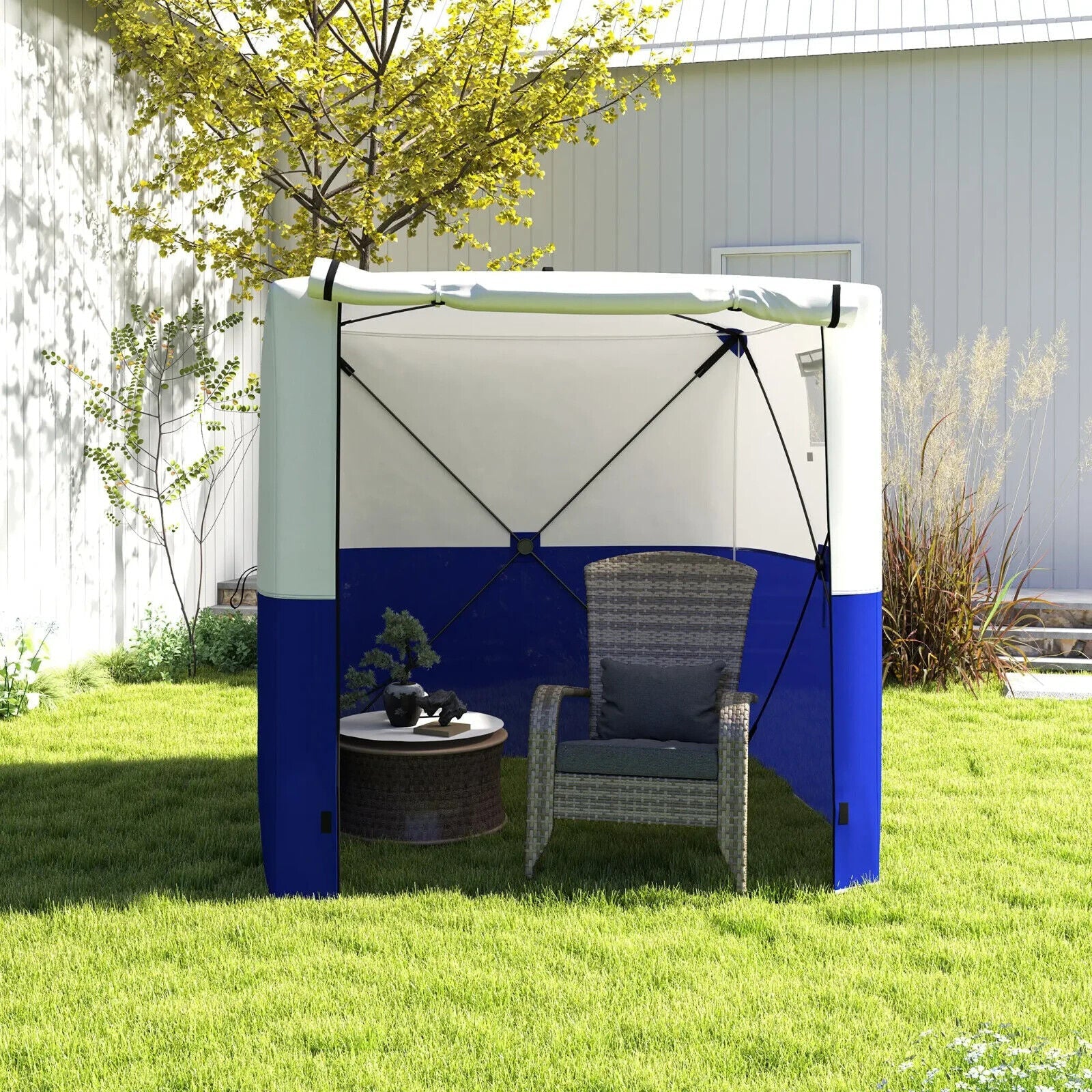 2 x 2m Pop Up Gazebo with Sides Party Tent Blue Camping Shelter Festival Gazebo - Home and Garden Furniture Shop - #rustic - furniture#