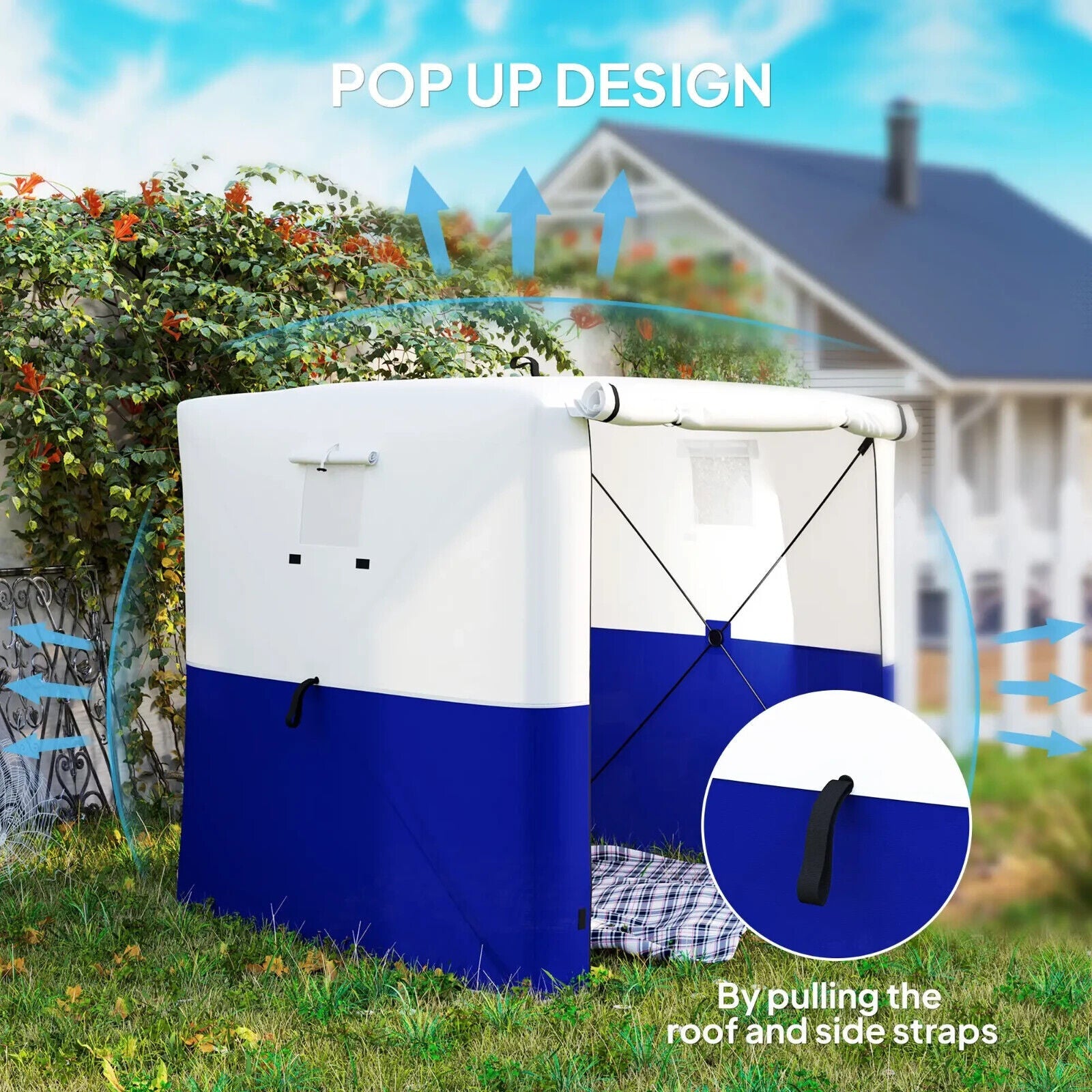 2 x 2m Pop Up Gazebo with Sides Party Tent Blue Camping Shelter Festival Gazebo - Home and Garden Furniture Shop - #rustic - furniture#