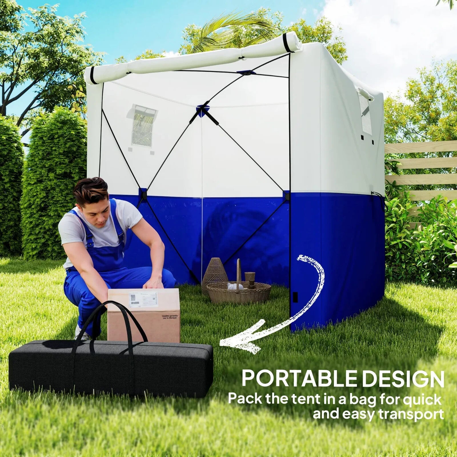 2 x 2m Pop Up Gazebo with Sides Party Tent Blue Camping Shelter Festival Gazebo - Home and Garden Furniture Shop - rustic - furniture