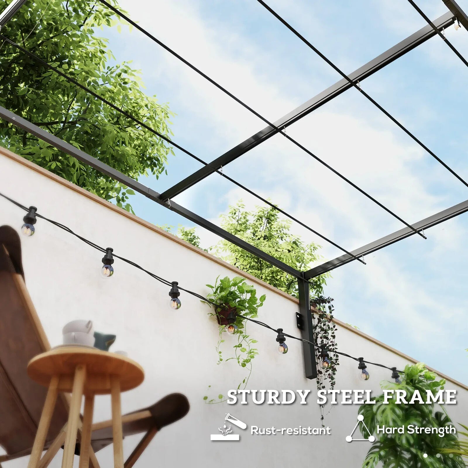 2 x 3 m Lean To Metal Pergola with Retractable Roof for Garden Patio or BBQ Area - Home and Garden Furniture Shop - rustic - furniture