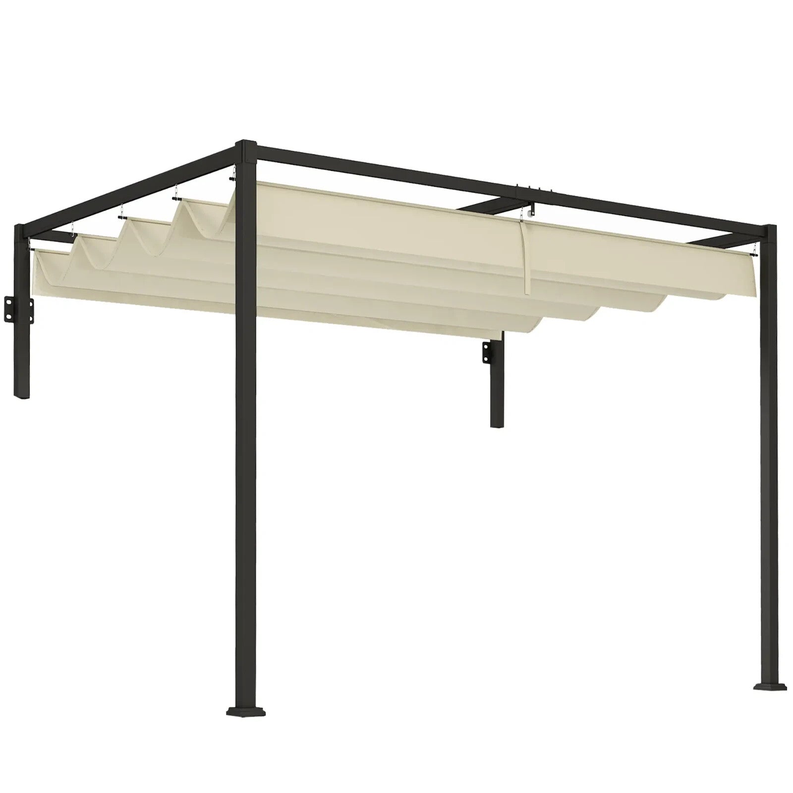2 x 3 m Lean To Metal Pergola with Retractable Roof for Garden Patio or BBQ Area - Home and Garden Furniture Shop - rustic - furniture