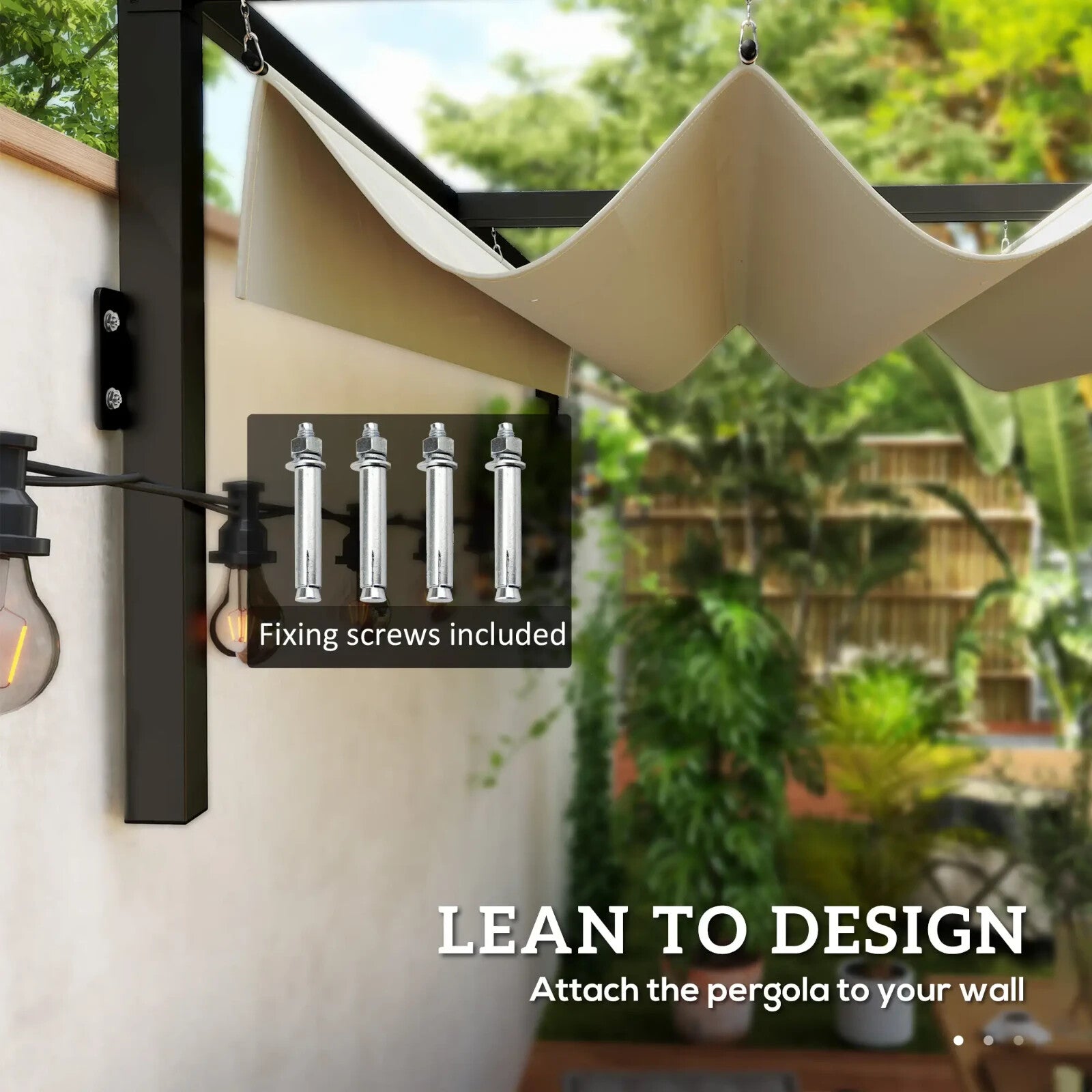 2 x 3 m Lean To Metal Pergola with Retractable Roof for Garden Patio or BBQ Area - Home and Garden Furniture Shop - rustic - furniture