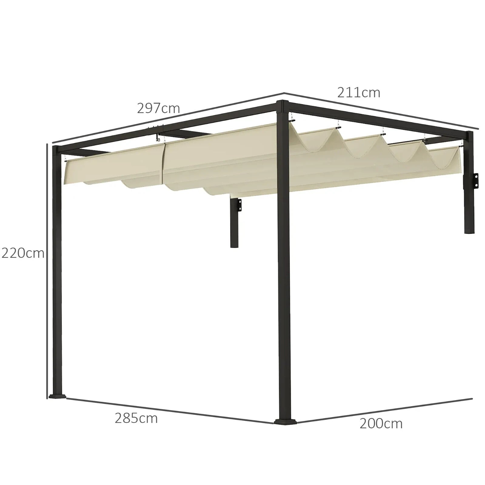 2 x 3 m Lean To Metal Pergola with Retractable Roof for Garden Patio or BBQ Area - Home and Garden Furniture Shop - rustic - furniture
