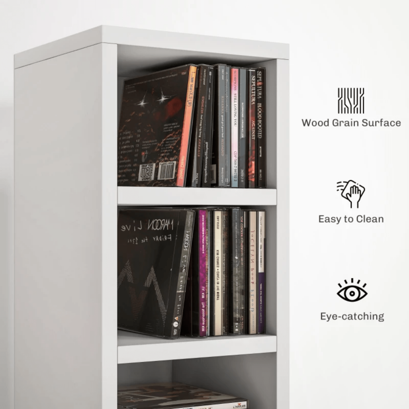 204 CD Storage Unit DVD Storage Tower for Living Room Media Shelving Home Office - Home and Garden Furniture Shop - rustic - furniture
