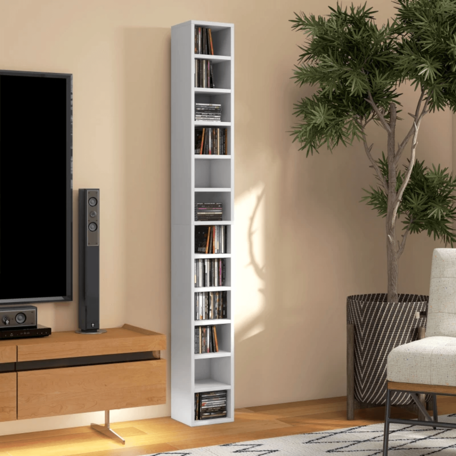 204 CD Storage Unit DVD Storage Tower for Living Room Media Shelving Home Office - Home and Garden Furniture Shop - rustic - furniture